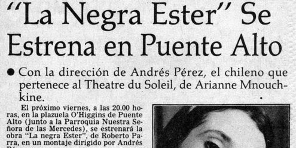"La Negra Ester" se estrena en Puente Alto