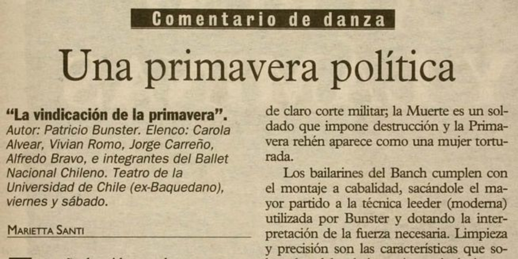 Una primavera política : comentario de danza