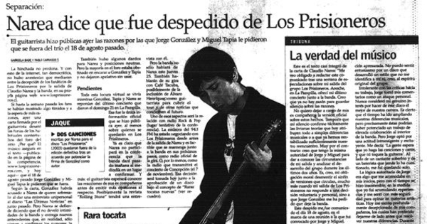 Separación: Narea dice que fue despedido de Los Prisioneros