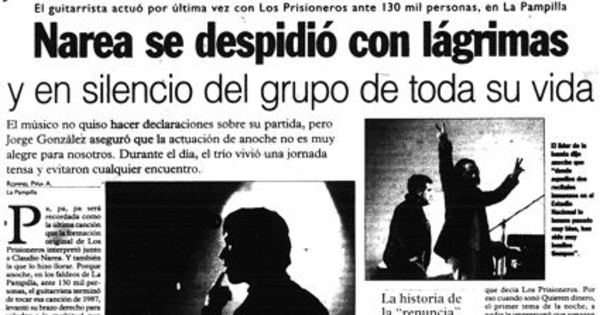 Narea se despidió con lágrimas y en silencio del grupo de toda su vida