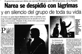 Narea se despidió con lágrimas y en silencio del grupo de toda su vida