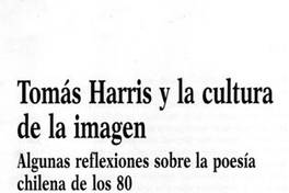 Tomás Harris y la cultura de la imagen