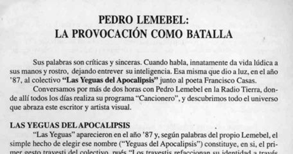 Pedro Lemebel, la provocación como batalla