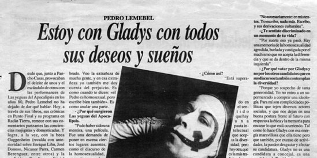 "Estoy con Gladys con todos sus deseos y sueños"