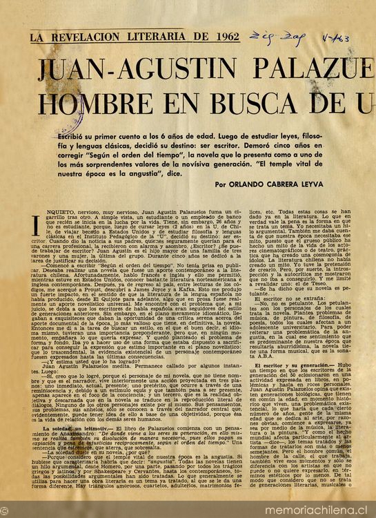 Juan Agustín Palazuelos, un hombre en busca de un estilo : la revelación literaria de 1962
