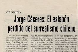 Jorge Cáceres : el eslabón perdido del surrealismo chileno