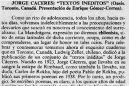 Jorge Cáceres, "Textos inéditos"