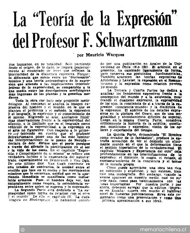 La "Teoría de la expresión" del profesor F. Schwartzmann