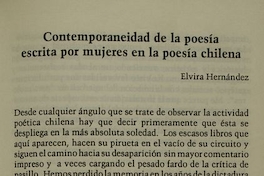Contemporaneidad de la poesía escrita por mujeres en la poesía chilena