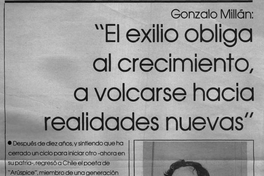 "El exilio obliga al crecimiento, a volcarse hacia realidades nuevas"