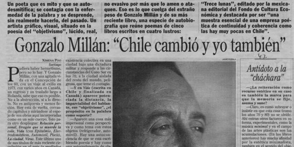Gonzalo Millán, "Chile cambió y yo también"