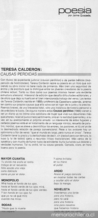 Teresa Calderón, "Causas perdidas"