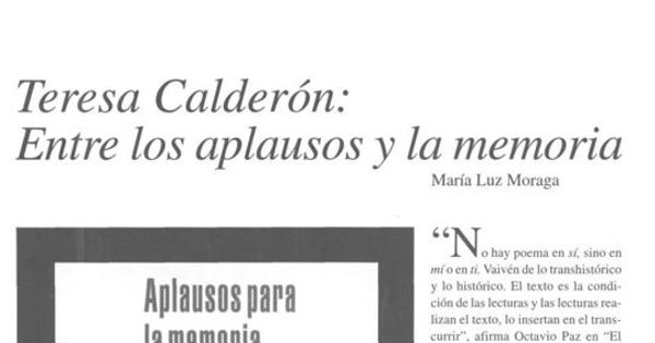 Teresa Calderón, entre los aplausos y la memoria
