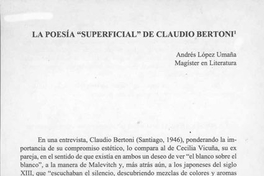 La poesía "superficial" de Claudio Bertoni