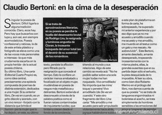 Claudio Bertoni, en la cima de la desesperación