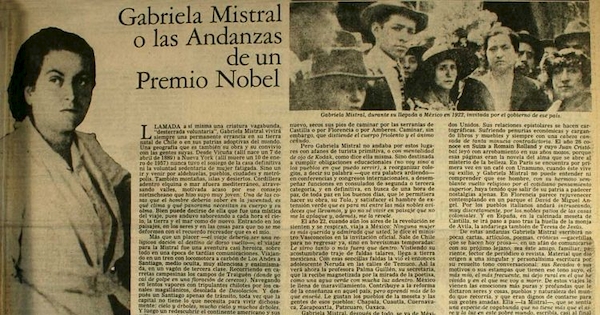 Gabriela Mistral o las andanzas de un Premio Nobel