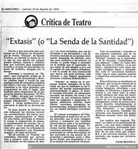 "Extasis" (o "La senda de la santidad")