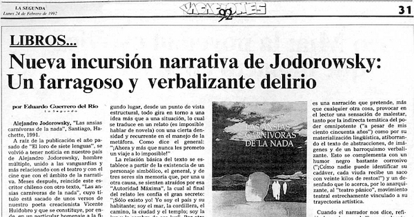 Nueva incursión narrativa de Jodorowsky, un farragoso y verbalizante delirio