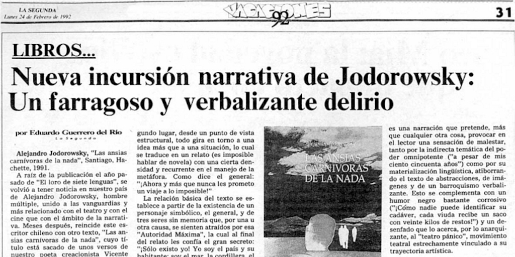 Nueva incursión narrativa de Jodorowsky, un farragoso y verbalizante delirio