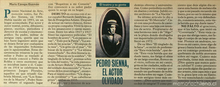 Pedro Sienna, el actor olvidado