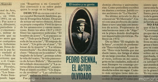 Pedro Sienna, el actor olvidado