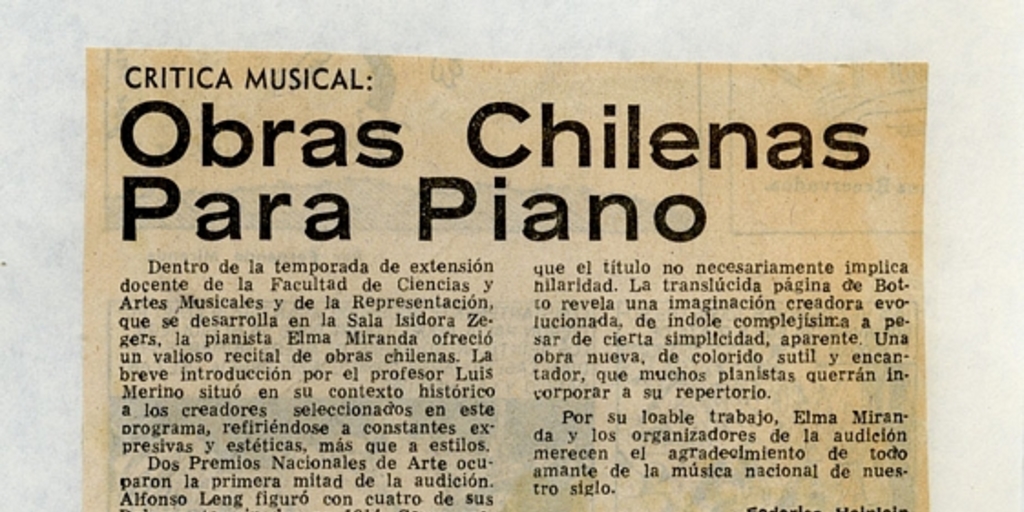 Obras chilenas para piano