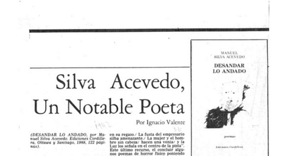Silva Acevedo, un notable poeta