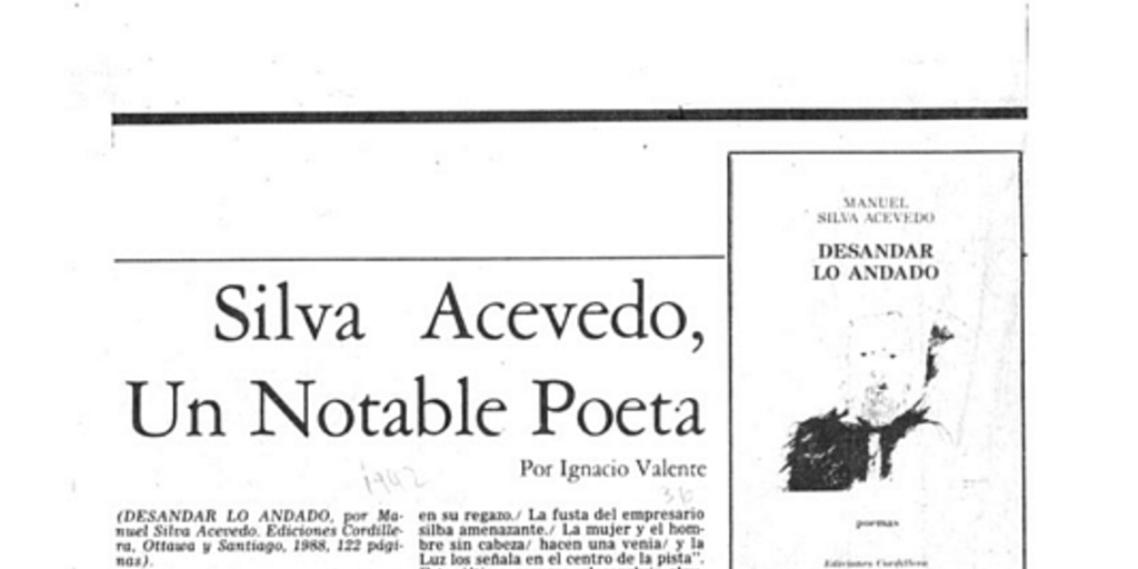 Silva Acevedo, un notable poeta