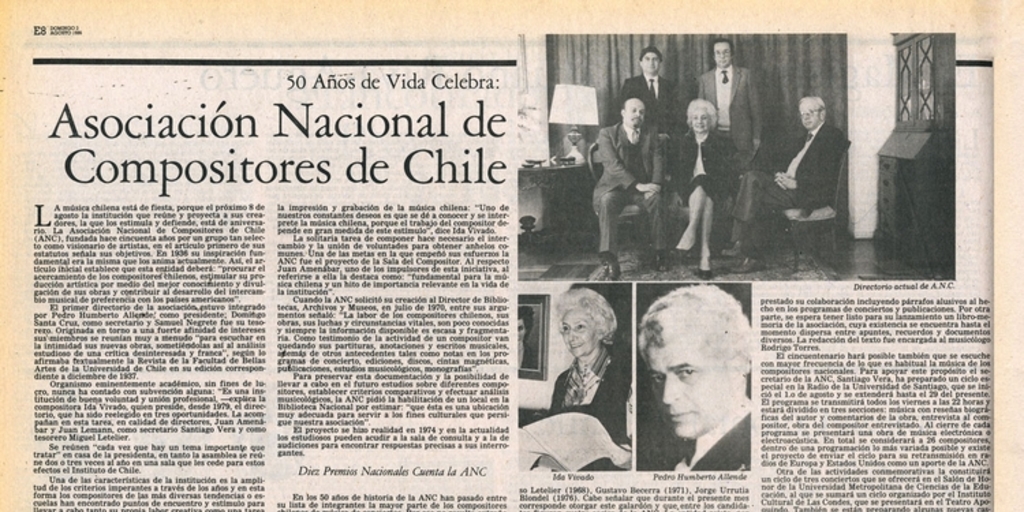 50 años de vida celebra la Asociación Nacional de Compositores de Chile