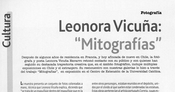 Leonora Vicuña: "Mitografías"
