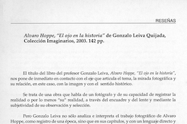 Álvaro Hoppe, "El ojo en la historia" de Gonzalo Leiva Quijada