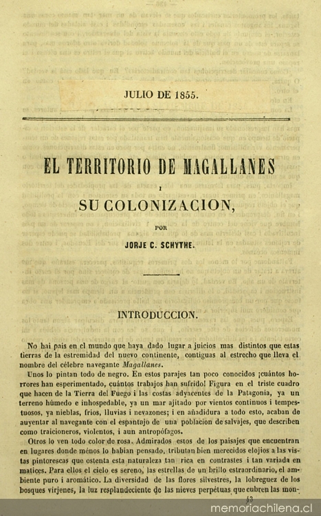 El territorio de Magallanes i su colonizacion