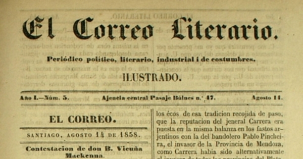 El correo literario: año 1, nº 5, 11 de agosto de 1858