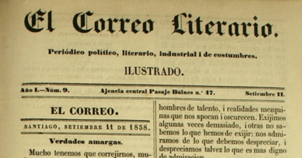 El correo literario: año 1, nº 9, 11 de septiembre de 1858