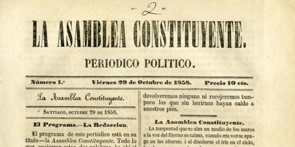 La Asamblea Constituyente: n° 1, 29 de octubre de 1858