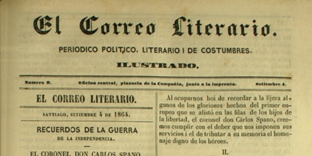 El correo literario: año 1, nº 9, 4 de septiembre de 1864