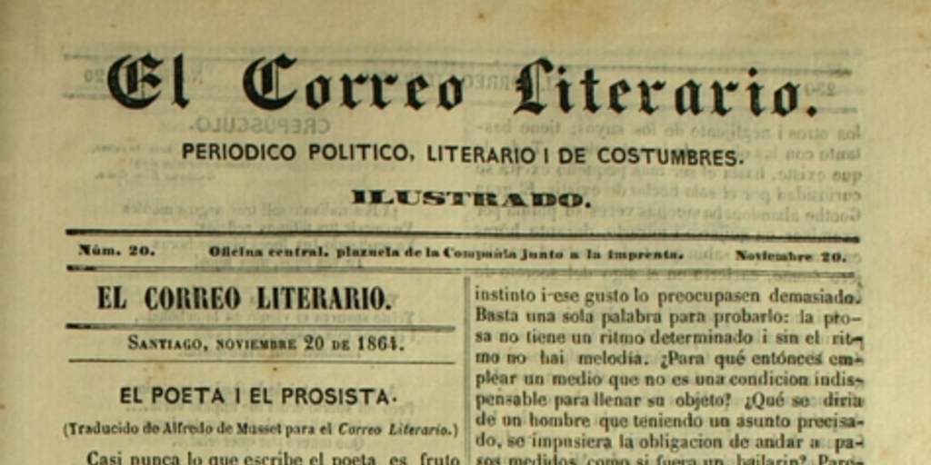 El Correo Literario: año 1, nº20, 20 de noviembre de 1864