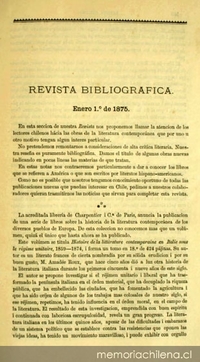 Revista bibliográfica: 1º de enero de 1875
