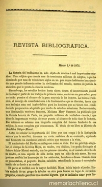 Revista bibliográfica: 1º de marzo de 1875