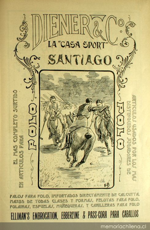 Ilustración publicitaria de Diener & C. La Casa Sport, 1905