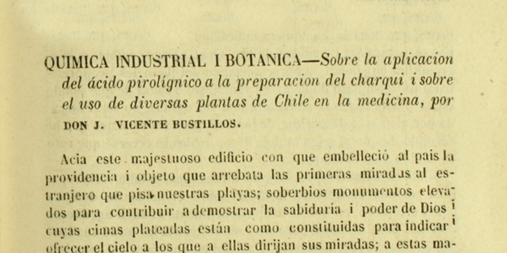 Sobre la aplicación del ácido pirolígnico a la preparación del charqui i sobre el uso de diversas plantas de Chile en la medicina