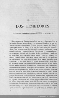 Los temblores: (traducido para la revista del Cosmos de Humboldt)