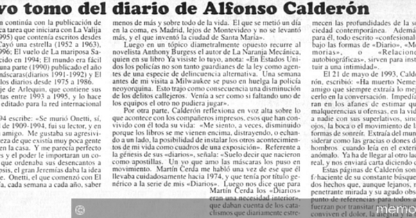 Octavo tomo del diario de Alfonso Calderón
