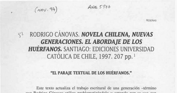 Novela chilena, nuevas generaciones
