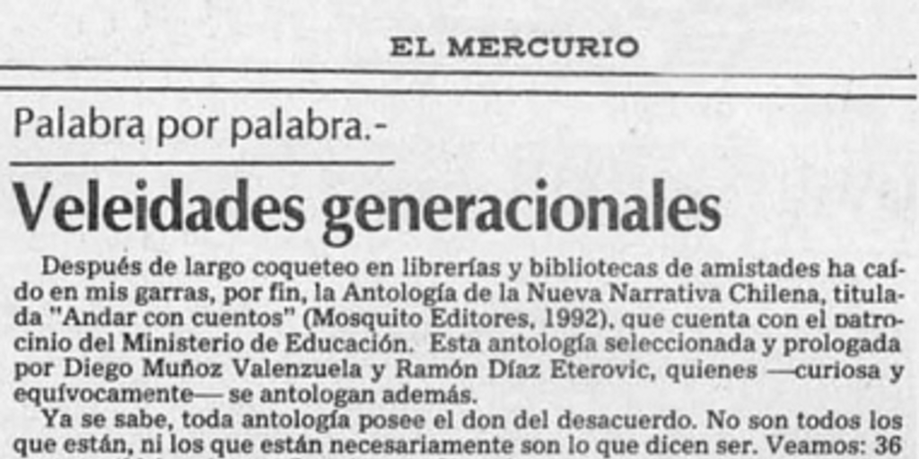 Veleidades generacionales