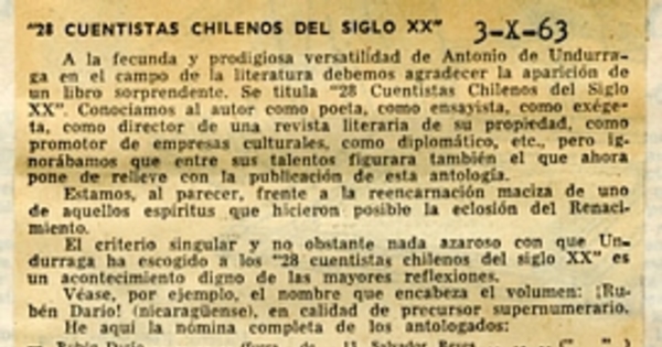 28 Cuentistas chilenos del siglo XX