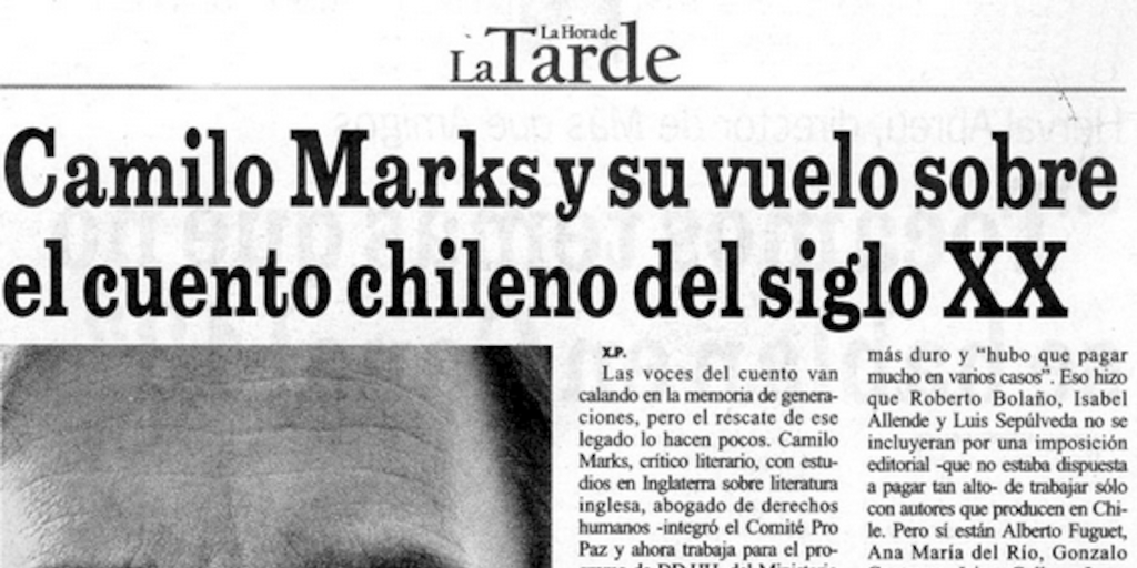 Camilo Marks y su vuelo sobre el cuento chileno del siglo XX