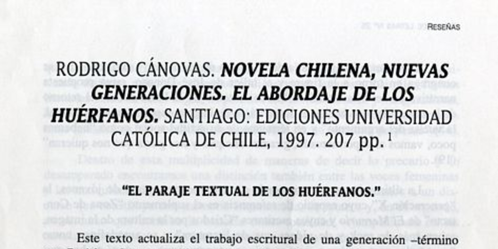 El paraje textual de los huérfanos