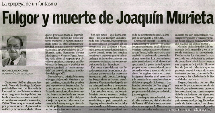 Fulgor y muerte de Joaquín Murieta: la epopeya de un fantasma