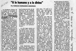 "A lo humano y a lo divino"